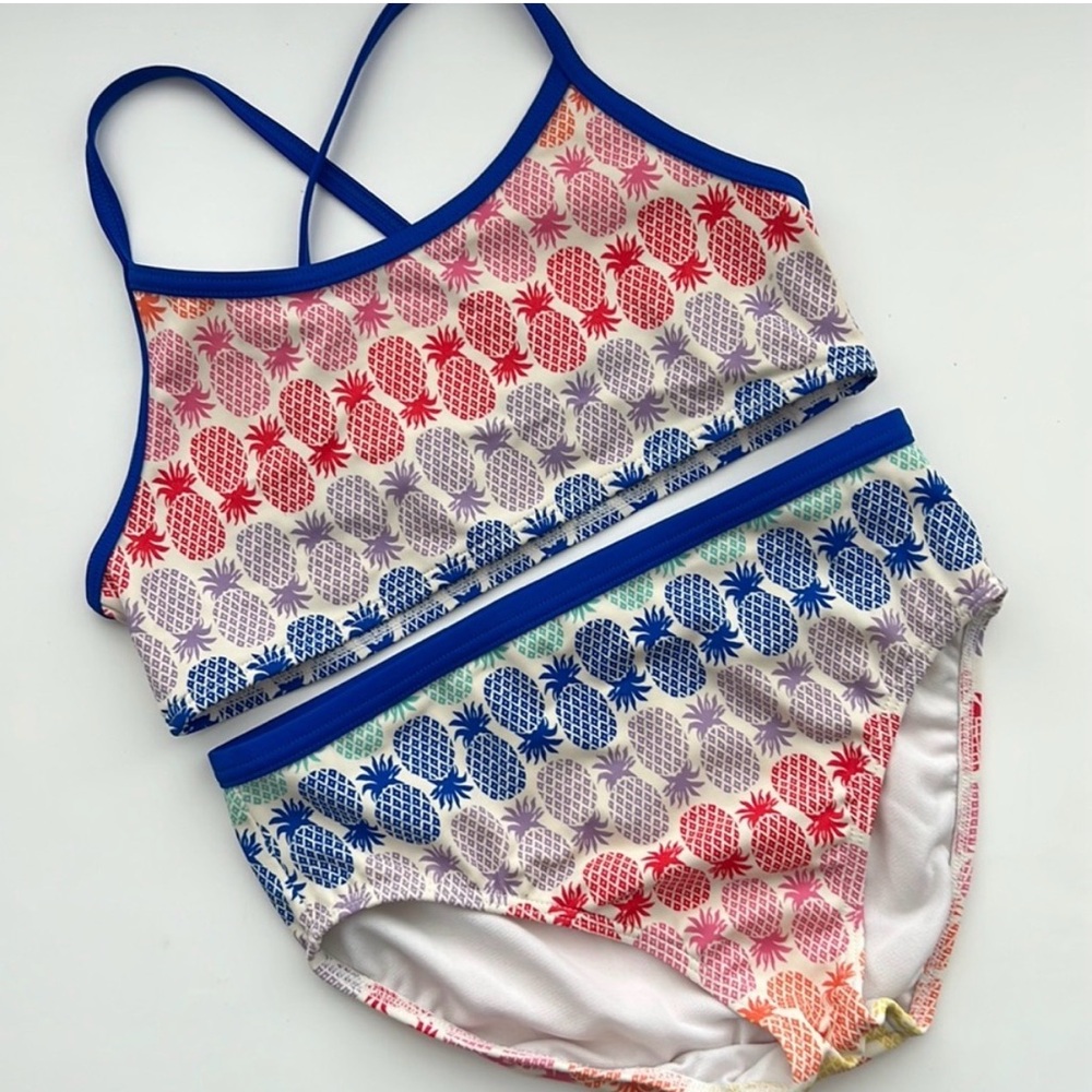 Mini Boden Colorful Pineapple Kids Swim Set size 10